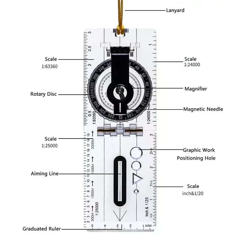 Tasmota - Compass Map Scale Ruler Folding Drawing