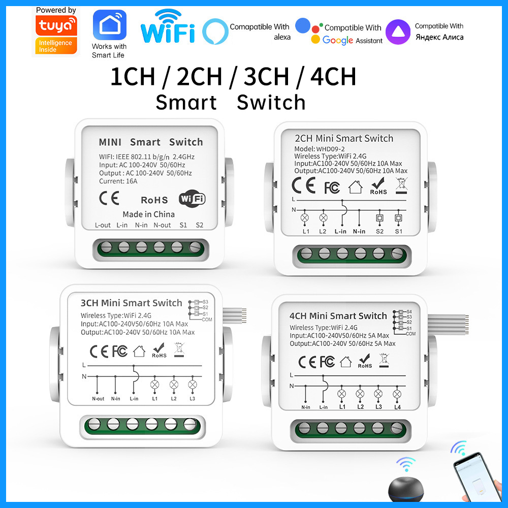 Smart Relay Tuya - Tuya WiFi Smart Switch 1/2/3/4 Gang