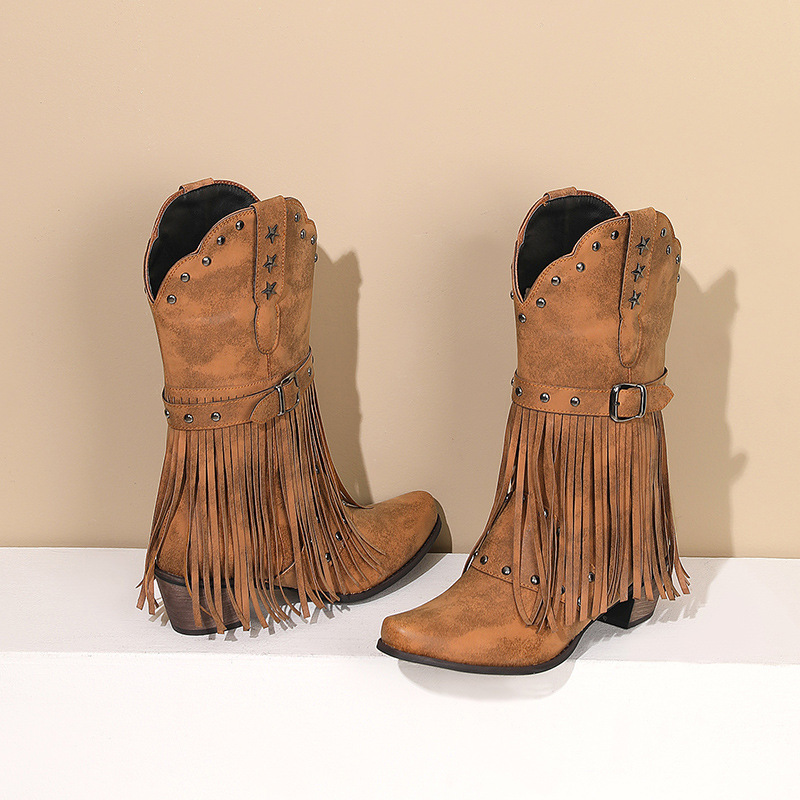 Tasmota - Women Vintage Ethnic Western Cowboy Boots