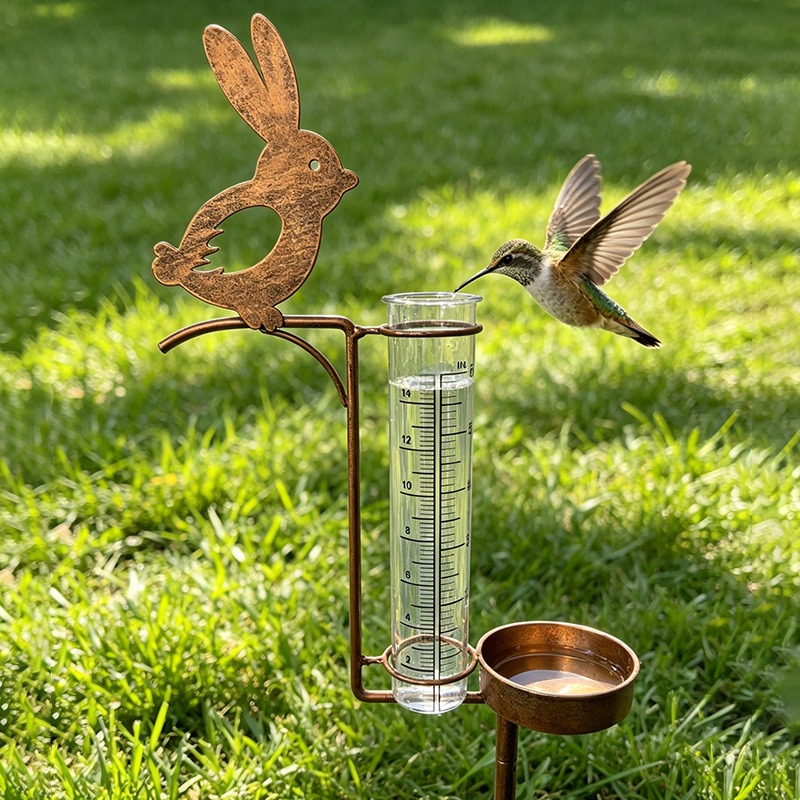 Shelly Plug - Metal Rabbit Rain Gauge Garden Stake,