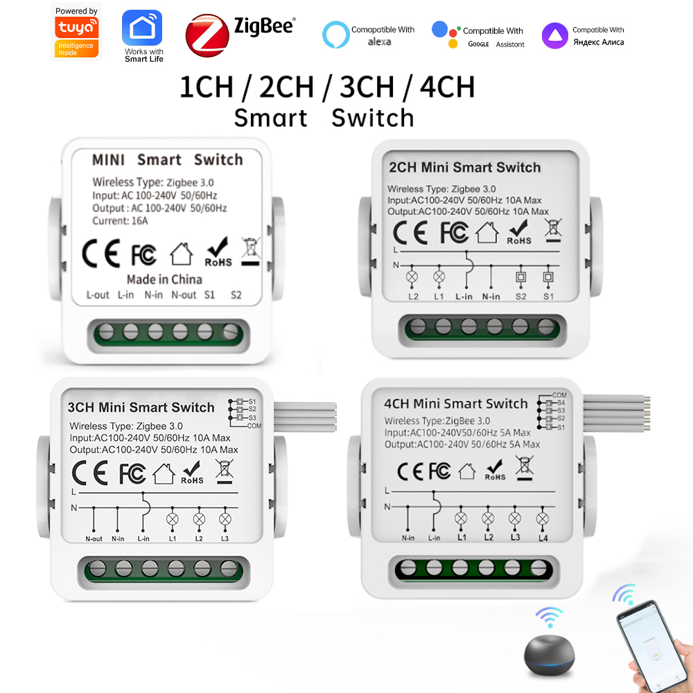 Smart Relay Tuya - Tuya Zigbee 3.0 Smart Switch 1/2/3/4-Way