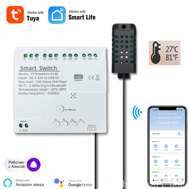 Tuya 4 Channel - Tuya Smart 7-32V WiFi 4 Channel