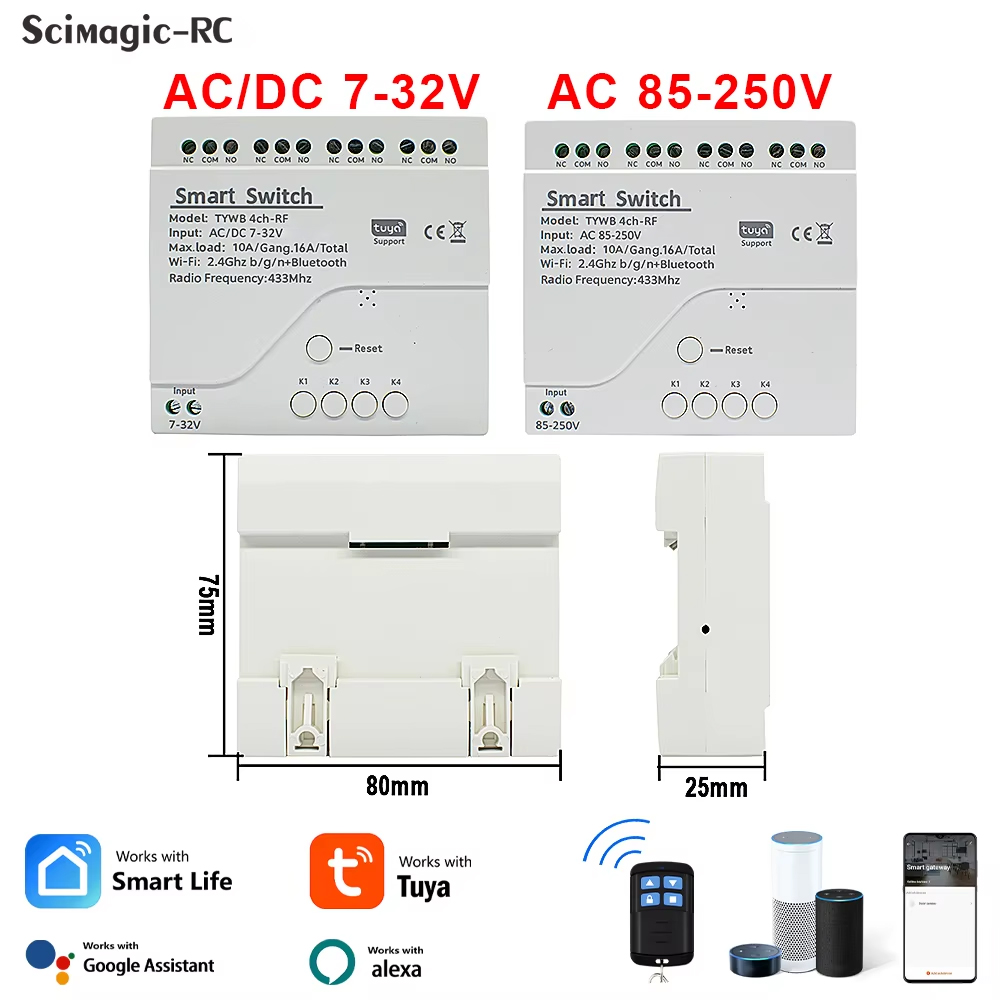 Tuya 4 Channel - 4CH Wifi Smart Relay 4 Channel
