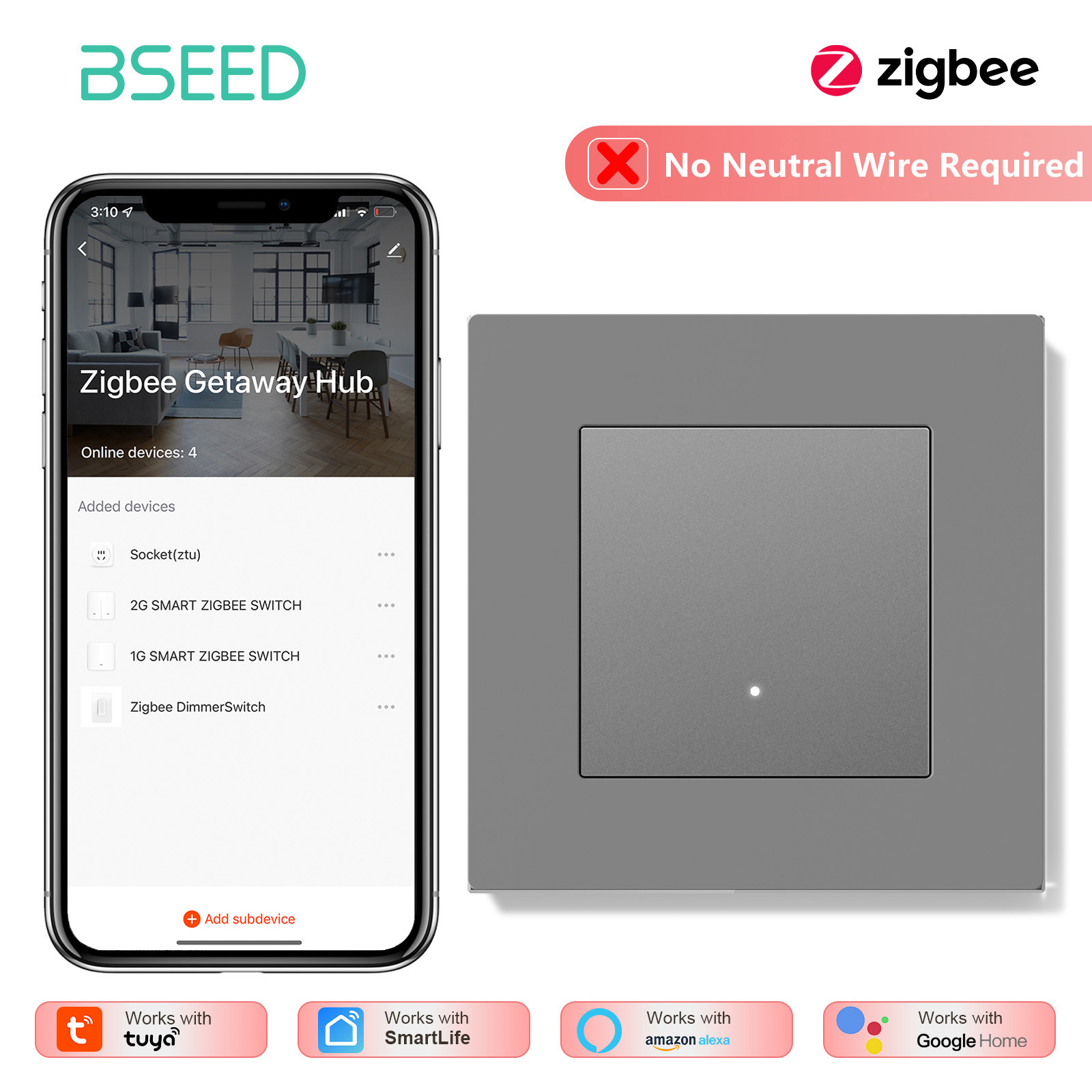 BSEED 1/2/3/4Gang Zigbee Light - Tuya 4 Channel review and price